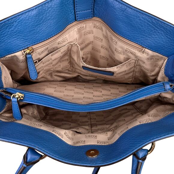 Michael Kors Hamilton Leather Tote Purse Bag Heritage Blue Goldtone NWOT - Picture 13 of 16